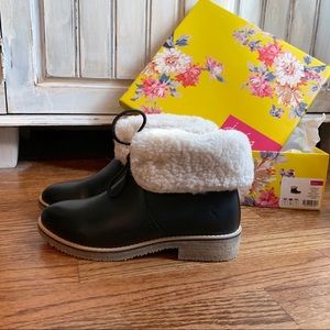 NEW Joules 7 Black Shearling Heybrook Short Boots